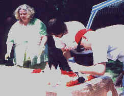 Ramona, Bruce & Larry applying dye